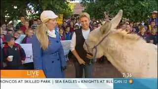 Heike and 'Wombat' the Donkey on Sunrise Weather in 2009