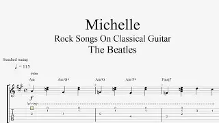 Michelle - Classical Guitar TAB | Rock Songs on Classical Guitar (The Beatles)