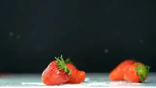 Slow Motion Falling Strawberries