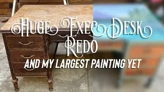 Executive Desk Makeover | Elegant Upgrades | Landscape Painting On Furniture | Bob Ross Inspired