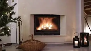 Fancy Burning Fireplace - Crackling Sounds - White Background Noise - Modern Home - Firewood