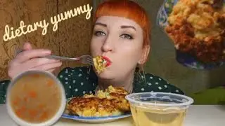 ASMR /Mukbang/ Diet Soup 🍜 VEGETABLE PUREE WITH chicken CUTLETS 😋 and PEACH JELLY 🍑