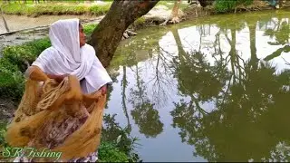 Beautiful Girl Net Fishing |Cast Fishing In Village Pond |Smart Girl  Traditional Cast Net |