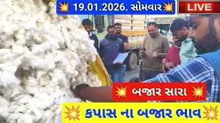 🔴live કપાસ ના બજાર ભાવ આજના જસદણ માર્કેટિંગ યાર્ડ, cotton auction price today,January 19, 2026