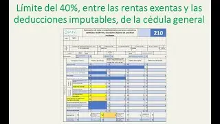 12. L&iacute;mite del 40%, entre las rentas exentas y deducciones imputables, para personas naturales