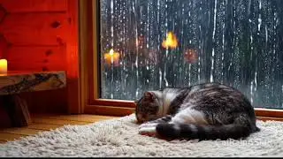 Heavy Rain and Cat Purring by the Window | for Sleeping or Relaxing