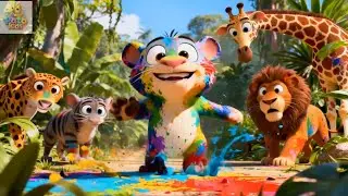 Colorful Jungle Party 🌈🐒 | Fun Animal Dance Song for Kids | Colorful Jungle Animals Song