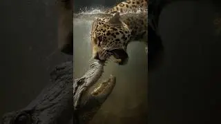 Leopard vs Crocodile: Underwater Battle 🐆🐊🌊#Wildlife #AnimalWorld #SurvivalMoment #animals