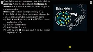 Assertion A : Helium is used to dilute oxygen in diving apparatus.