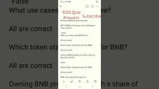 Binance Learn And Earn EOS BNB Quiz Correct Answers#binancequiz#crypto#bitcoin#binance