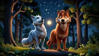 Four Friendly Wolves Howl at the Stars | Nighttime Animal Song for Kids | Nursery Rhymes and Toddler