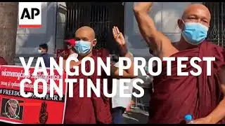Protest continues in Yangon against military coup