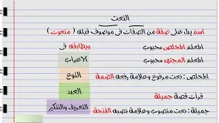 شرح درس النعت الصف السادس الابتدائي الترم الثانى
