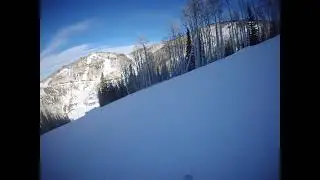 Skiing the hardest black diamond on the ski slope