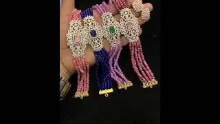 1gram gold gj finished cz, Ad stone crystal beads mini chokers, buy online 8897057374