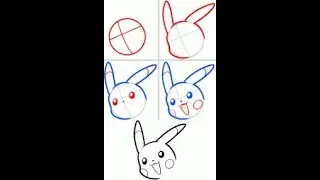 How to draw Pikachu face step by step.