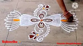 Simple and Easy Rangoli || Beginner's Doorstep Rangoli || Daily use Muggulu by Vasantha Rangoli🪷🌼✨️