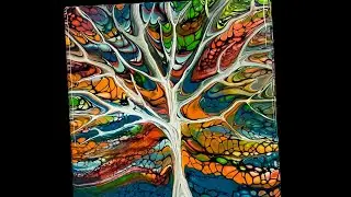 (1367) Awesome Tree Swipe, Acrylic Paint Pouring, Fluid Art