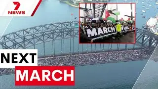 March for Gaza over Sydney Harbour Bridge seen around the world | 7NEWS