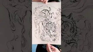 tiger 🐯 #tiger #inkdrawing  #drawing #LineArt #tiger #tigerart #inkdrawing #lingart #art #pencil