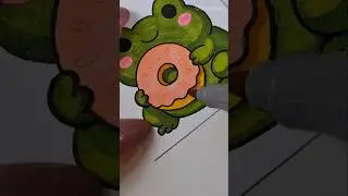Donut Frog Sticker🍩 #shorts #howtomake #ohuhumarkers