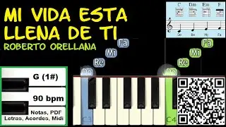 MI VIDA ESTA LLENA DE TI Piano Tutorial Facil Partitura Acordes Pista | Roberto Orellana