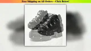 Punk Style Women Black Shoes Rock Metal Decor Lace-up Heel Height Platform Shoes Gothic Man
