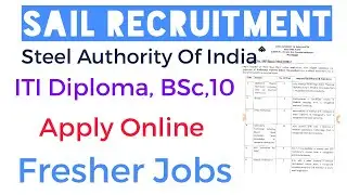 SAIL Recruitment 2021 - 10,ITI ,Diploma, BSc Fresher candidates