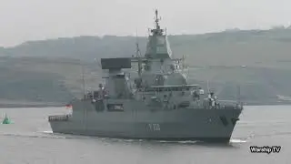 GERMAN NAVY FGS HAMBURG F220 ENTERS DEVONPORT AT RUSTY ANCHOR - 22nd March 2019