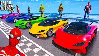 SPIDERMAN CARS Race Challenge on DESERT Rampa - DUM CAR - GTA5 MOD