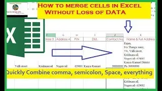 How to merge cells without loss of data in Excel using concatenate