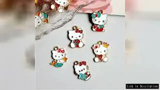 10PCS Kawaii Cartoon Cat Hello Kitty Fashion Charms DIY Necklace Bracelet Earrings Keychain Accessor