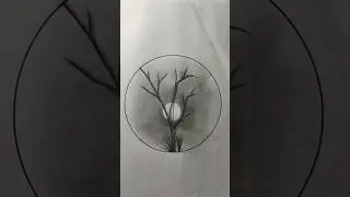 Moonlight Tree Pencil Drawing | Circle Scenery Art ✏️🌙