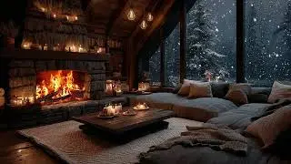 Cozy Space by the Fireplace, a Warm Wooden Cabin with Crackling Fire Sounds and Relaxing Piano Music