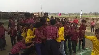 Jeet ki khushi manate hue Shining Group Students of Bright future school, Rauta