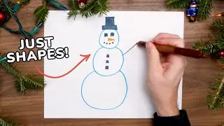 Нарисуйте снеговика, используя ТОЛЬКО геометрические фигуры! ❄️ Очень просто для всех!