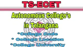 TS-ECET Autonomous College's in Telangana || KVS TRICKS ||