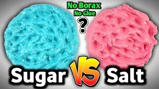 SUGAR SLIME VS SALT SLIME👅🎧 How to make Slime with Sugar, Flour and Salt (No Glue No Borax)