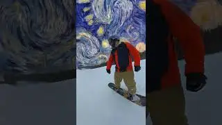 Starry Night painting in the sky while I'm snowboarding #skyswap #insta360x3 #360camera #snowboard