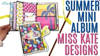 Summer Mini Album Using Summer Vacation by @MissKateCuttablesVideos Mini Album w/ Lots of Pockets