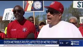 Local 689 Transdev workers on strike at WMATA's Cinder Bed Road