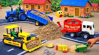 DIY Mini Tractor, Concrete Mixer & Road Roller Build Concrete Road | Science Project | @topminigear
