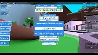 Code For Unicorn Foal In Pets World!
