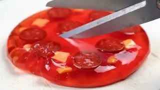 Cutting a Wobbly AI Jelly Pizza 🍕🤖 | Satisfying 4K ASMR Slow Motion