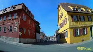 D: Markt Marktbergel. Landkreis NEA. Rundfahrt durch die Ortsmitte. M&auml;rz 2021