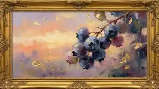 Watercolor Blueberries at Sunset 4K TV Art | Expressive Nature Frame TV Screensaver