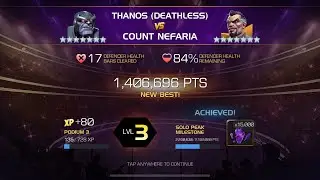 Deathless Thanos clears 15 bars from Nefaria (much higher is possible)