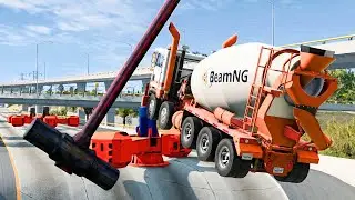Cars vs Giant Hammer #2 - BeamNG Drive