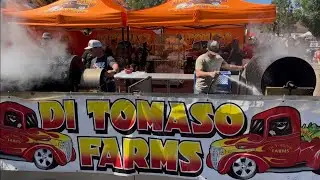 DI TOMASO FARMS roasting Pueblo green chiles 