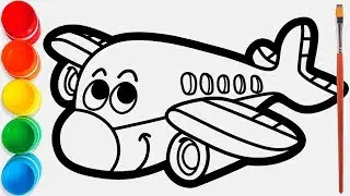 Glitter Plane coloring pages for kids, painting for toddlers / Joy Kids Art